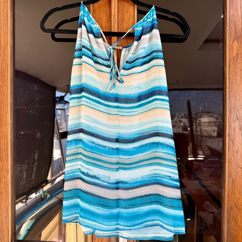 WHBM Chiffon Tank Top Blues Size Large